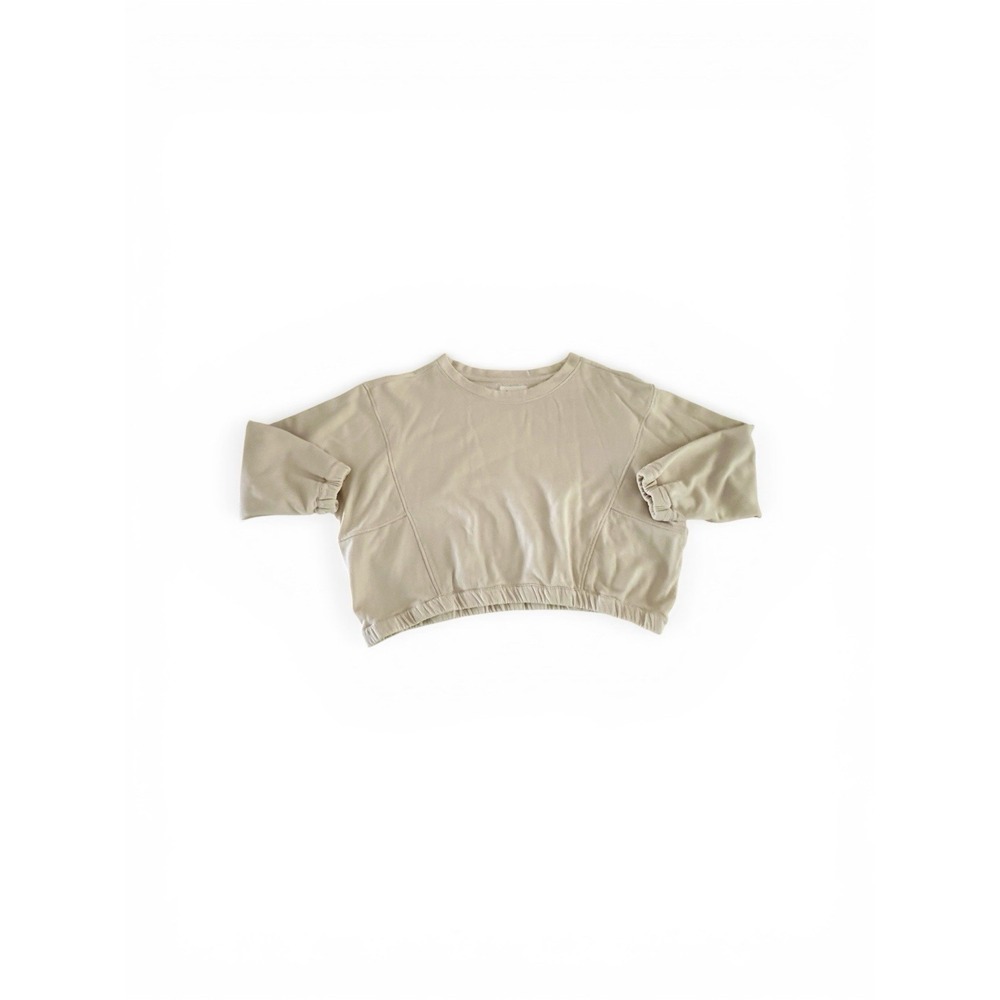 Anthropologie Women's Pullover Cropped Fleece Cotton Sweatshirt Peach Size S - Picture 2 of 6